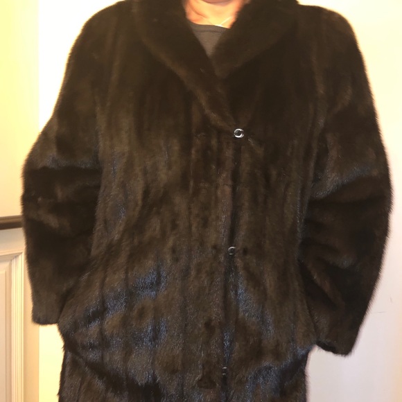 Genuine black mink fur coat